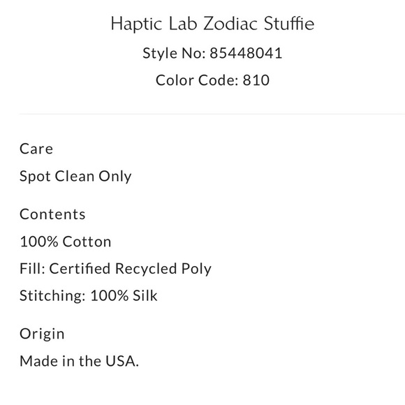 Free People x Haptic Lab Zodiac Stuffie Capricorn NWT - Picture 11 of 11